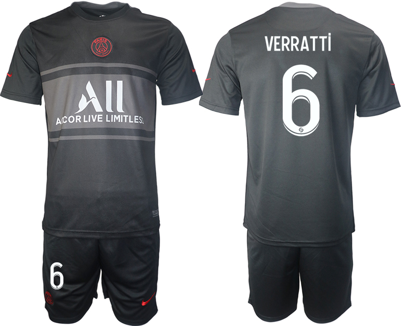 Men 2021-2022 Club Paris St German Second away black #6 Soccer Jersey